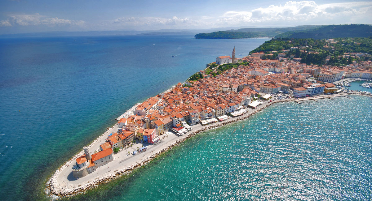 Piran red rooftops and the Adriatic Sea